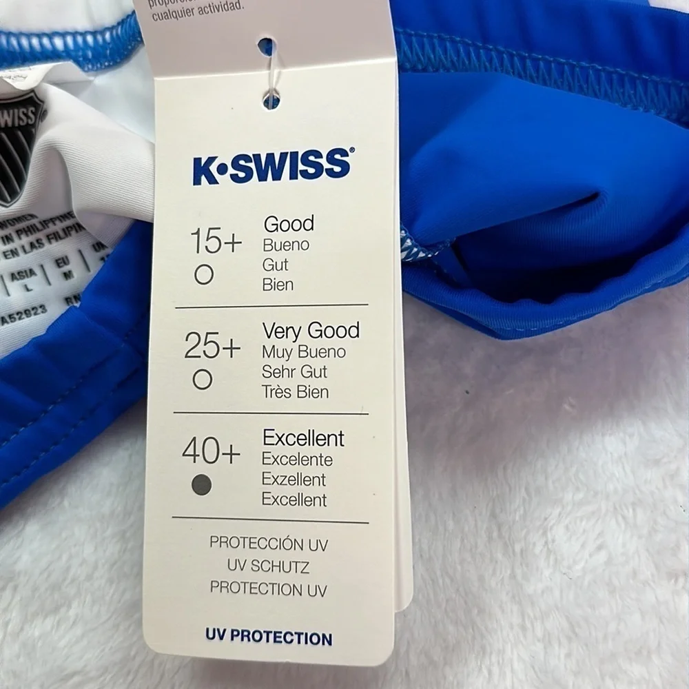K Swiss Cycling Short 2 Ocean/White 40+ UV Protection Nylon/Spandex NWT Medium